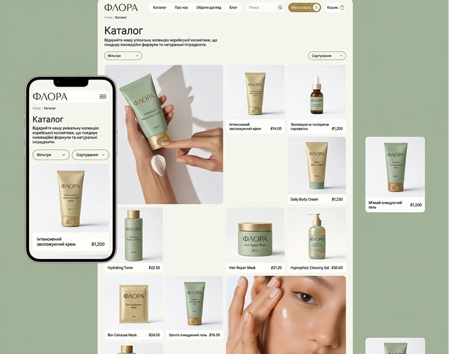 E-commerce сайт для бренду корейської косметики під продажі